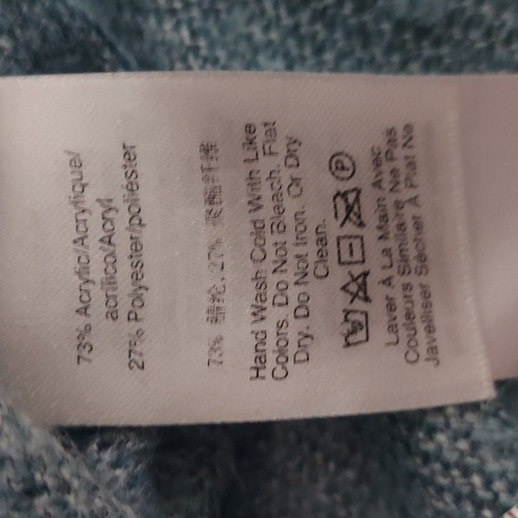 DKNY Donna Karen abstract knit Blue L/S Top Sz L - Picture 10 of 10